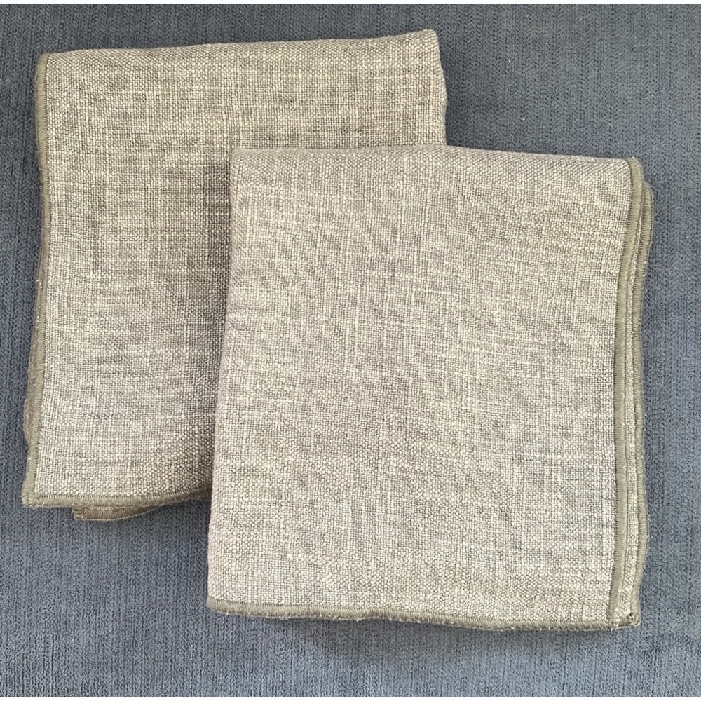 West Elm Tailored Linen Pillow Cover Set 2 PC Blue Gray 20" Square Zip Close